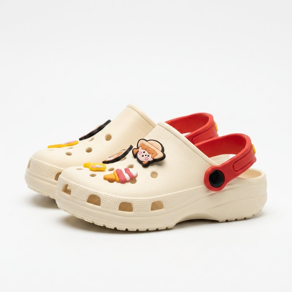 Sweet Summer Adventure Kids' Clogs – Cream & Orange