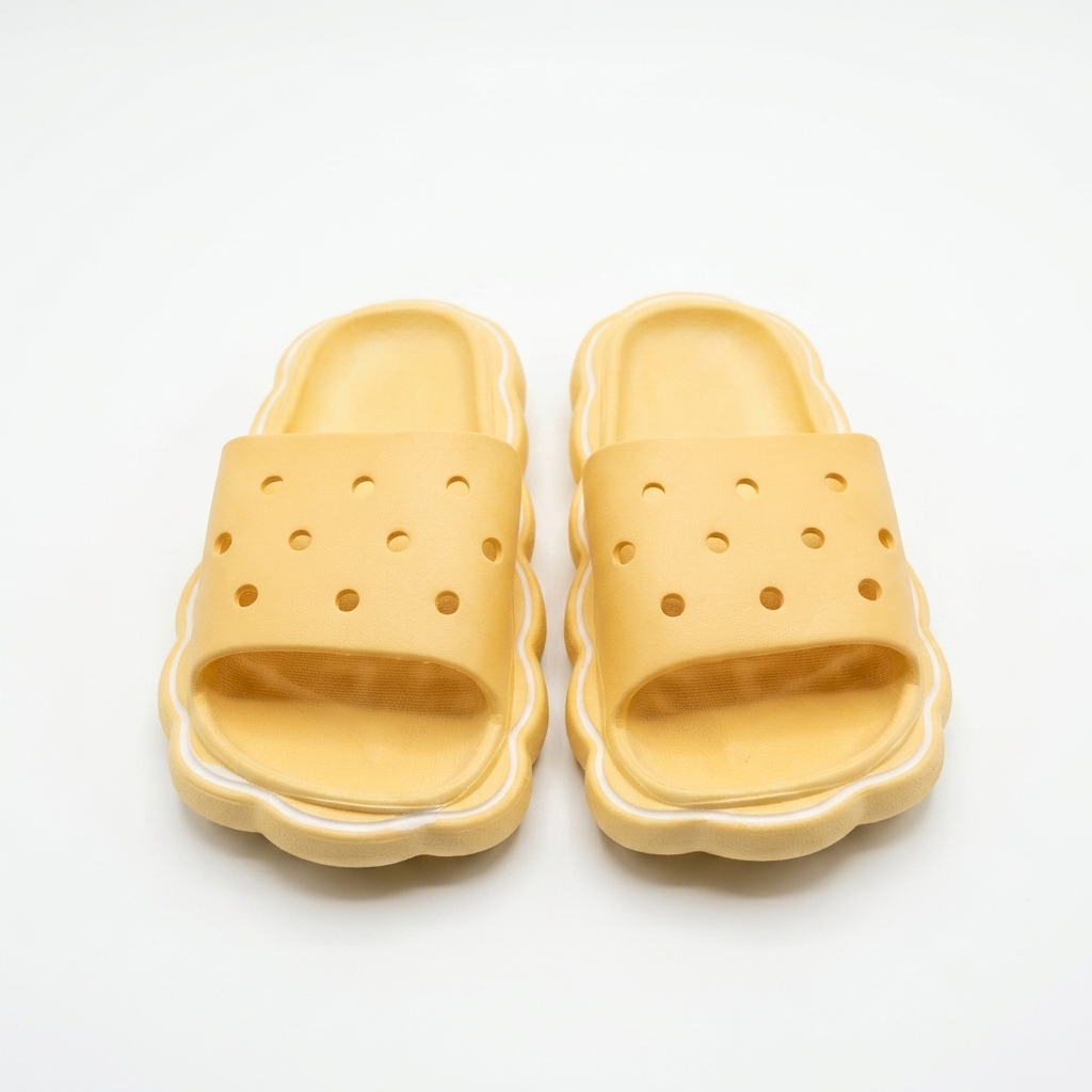 Sun-Infused Cloud Slides – Mustard Yellow Wavy Slides