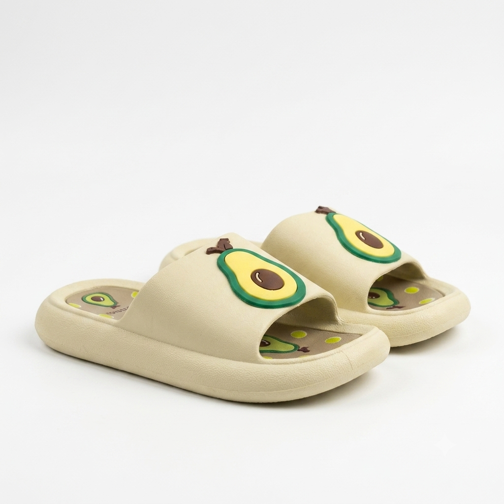 The "Guac-And-Roll" Cozy Avocado Cloud Slides