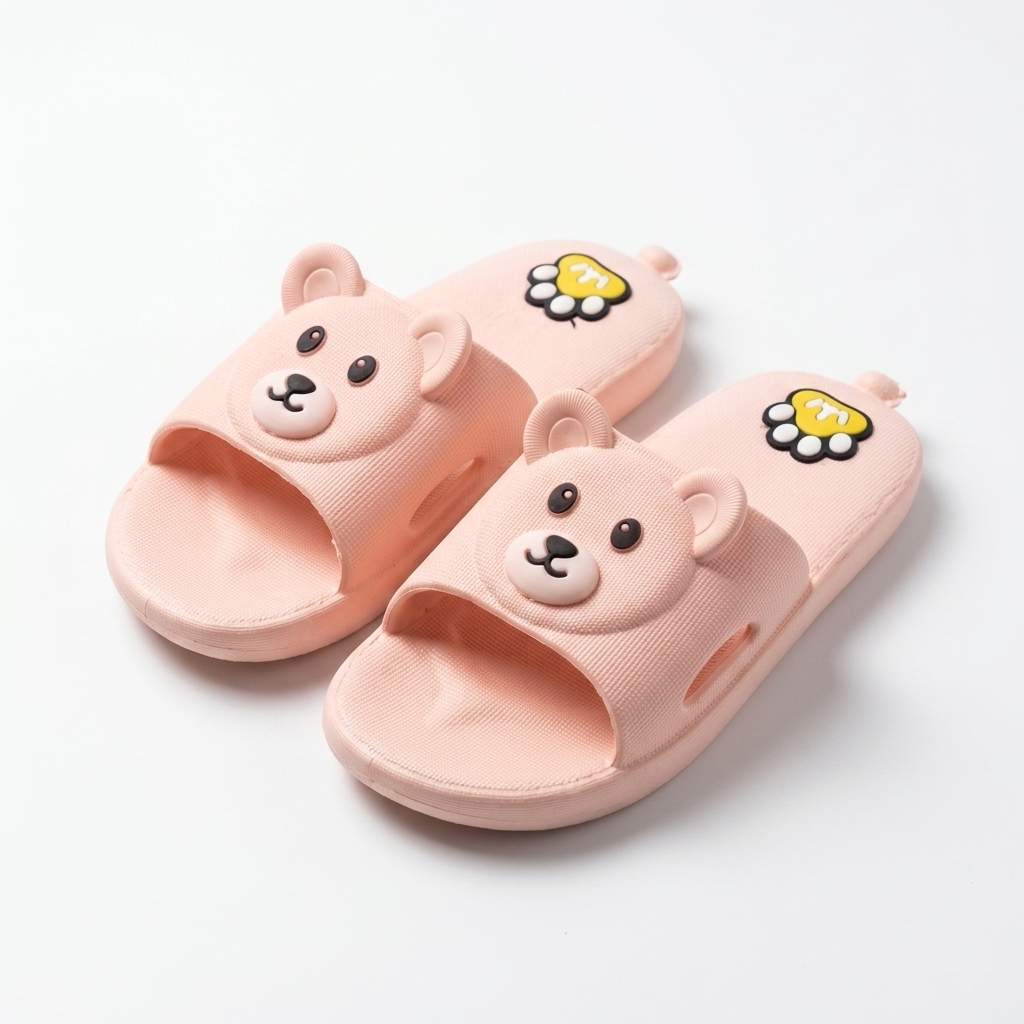 Little Teddy Comfort Slides – Cozy Pastel Pink