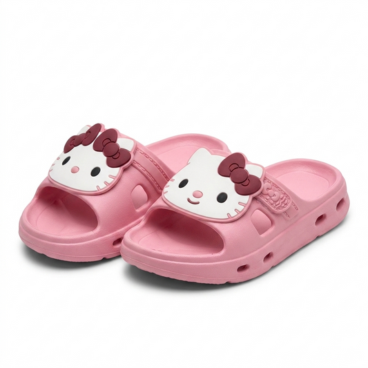 Kids Cute Cartoon Bunny Open-Toe Slides | Pastel Pink