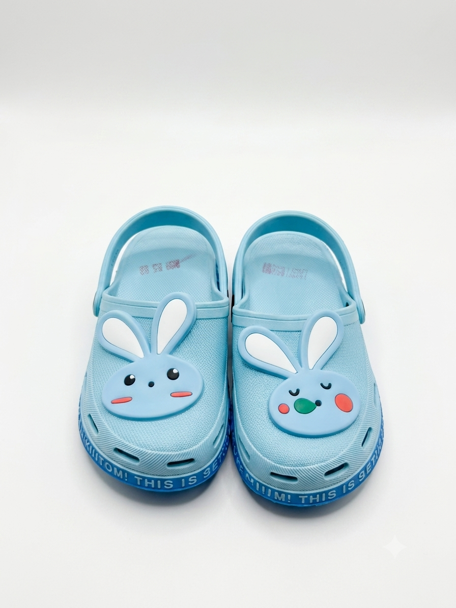 Kids Cartoon Bunny Lightweight Clogs | Sky Blue Breathable