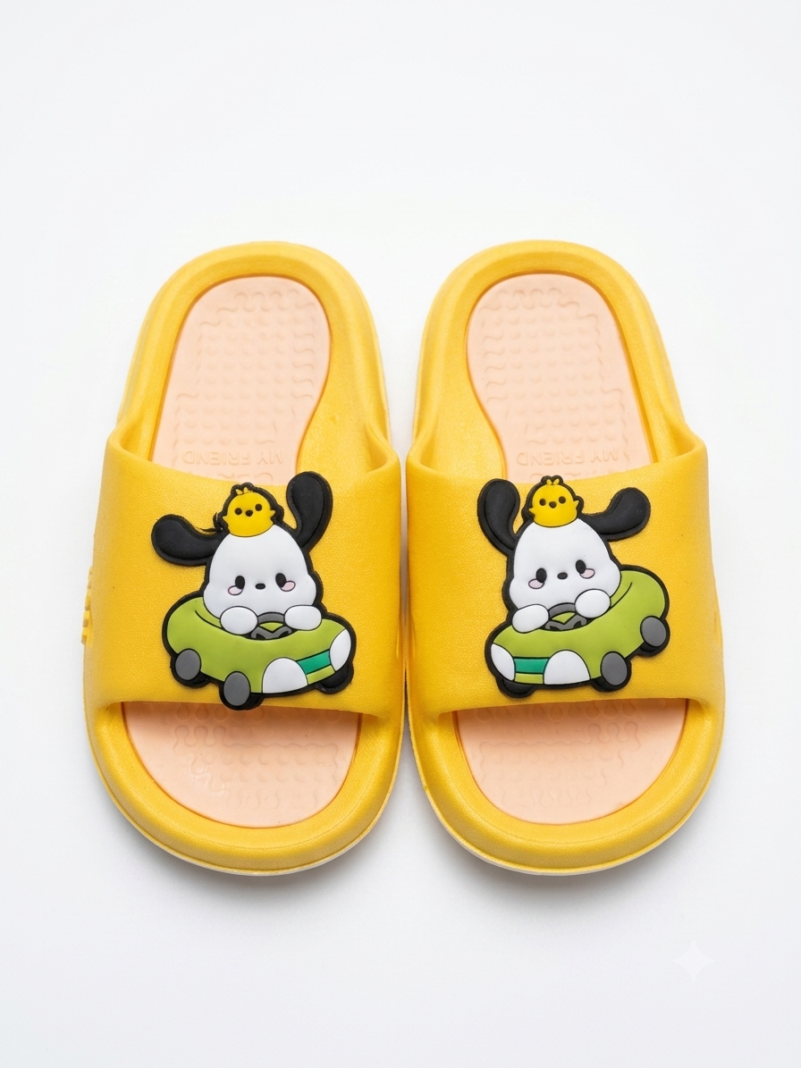 Little Racer Kids' Cushion Slides – Zooming Yellow