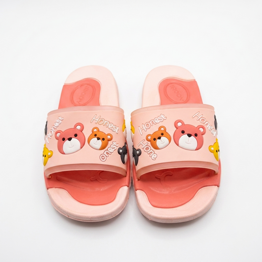 Little Teddy Friend Comfort Slides – Two-Tone Pink Kids Sandals