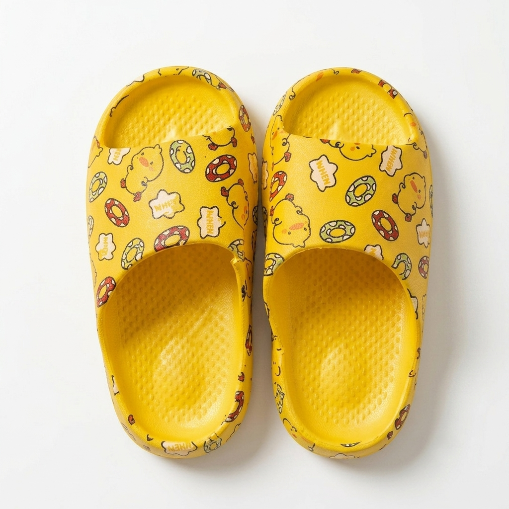 Ducky & Donuts Kids' Cushion Slides – Sunny Yellow