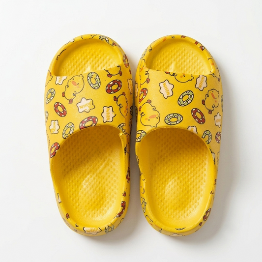 Ducky & Donuts Kids' Cushion Slides – Sunny Yellow