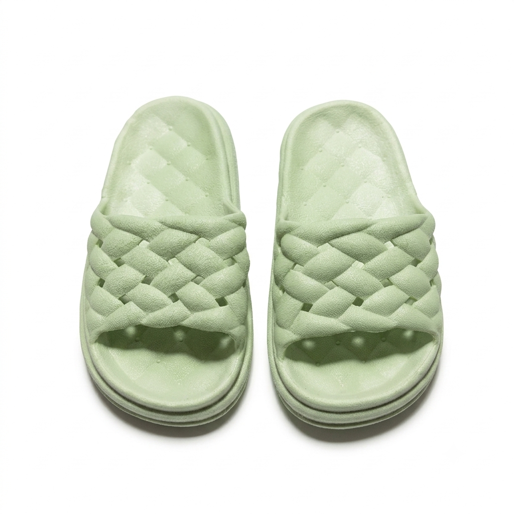 CloudWeave Cushioned Slides – Mint Green