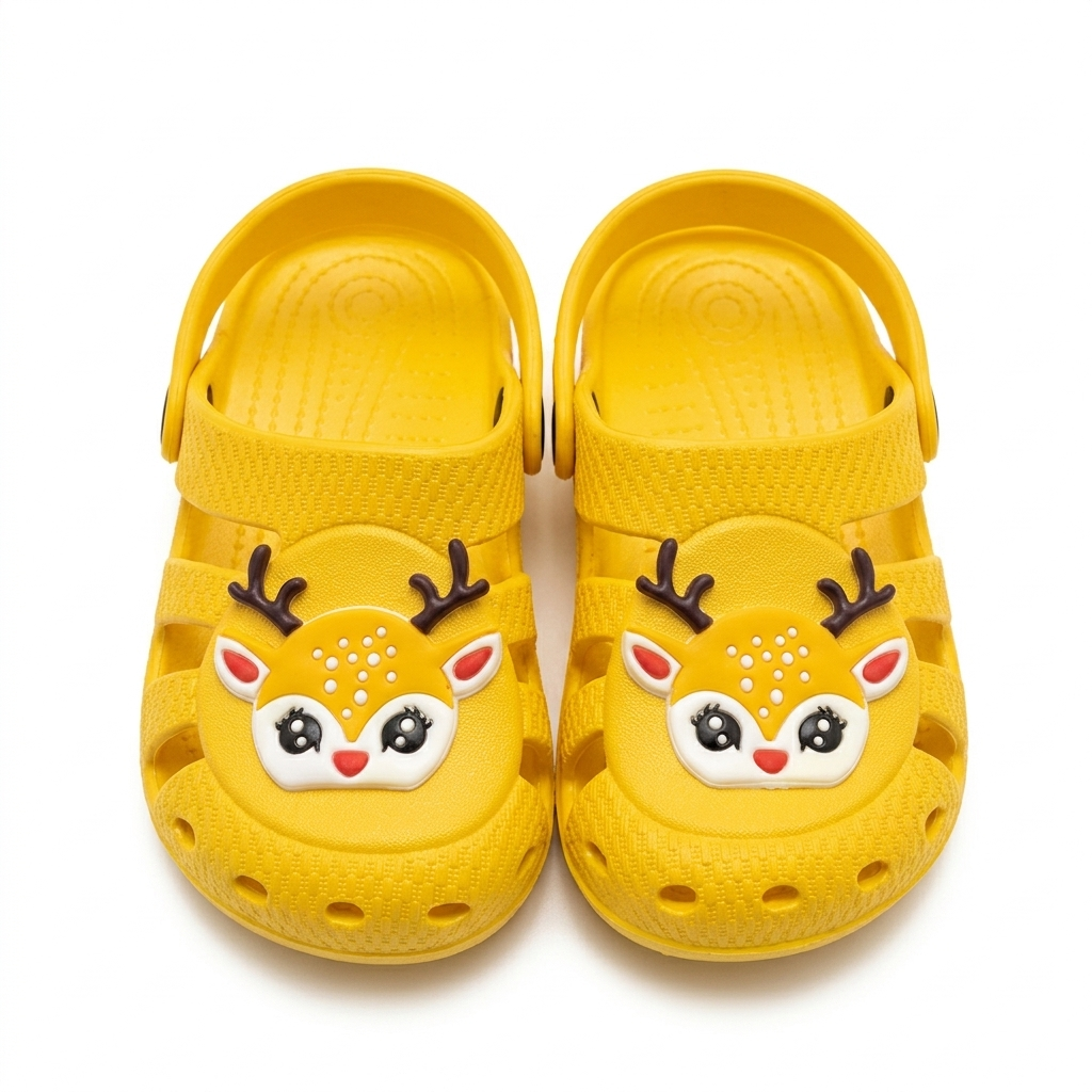 Kids Cartoon Deer Clogs | Vibrant Yellow Kids' Sandals