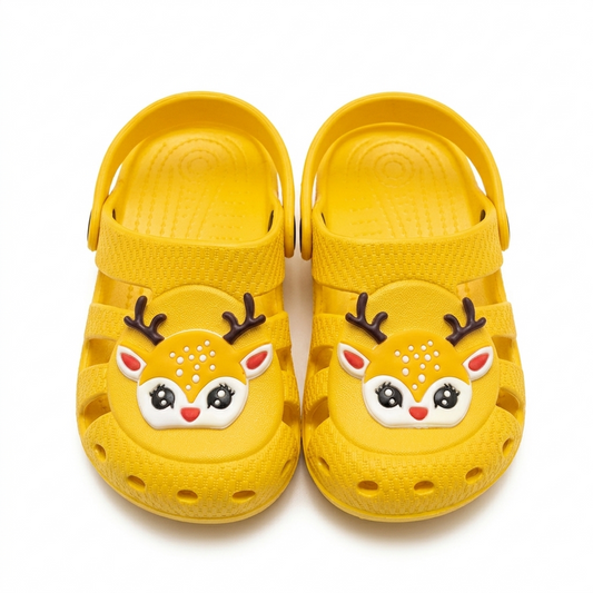 Kids Cartoon Deer Clogs | Vibrant Yellow Kids' Sandals