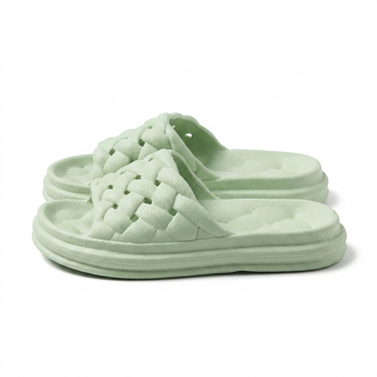 CloudWeave Cushioned Slides – Mint Green