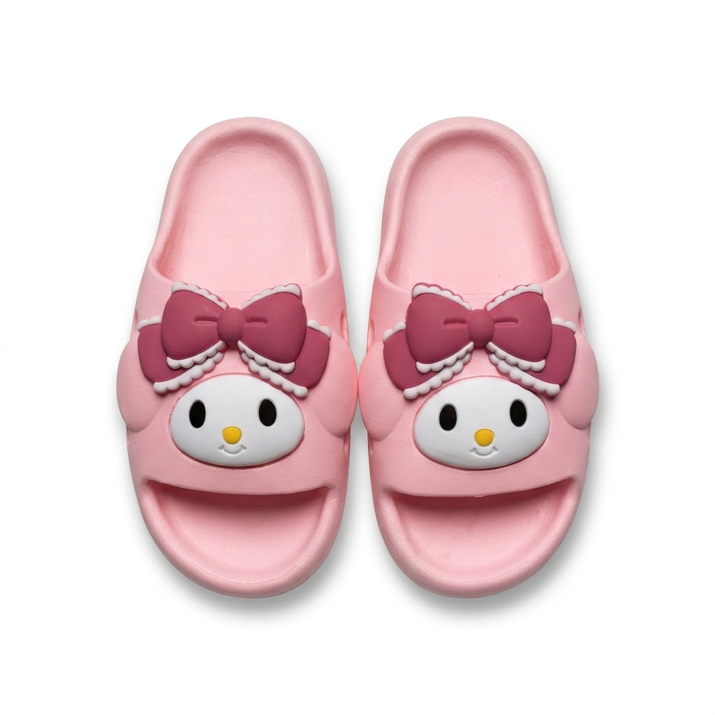 Kids Cute Cartoon Bunny Open-Toe Slides | Pastel Pink