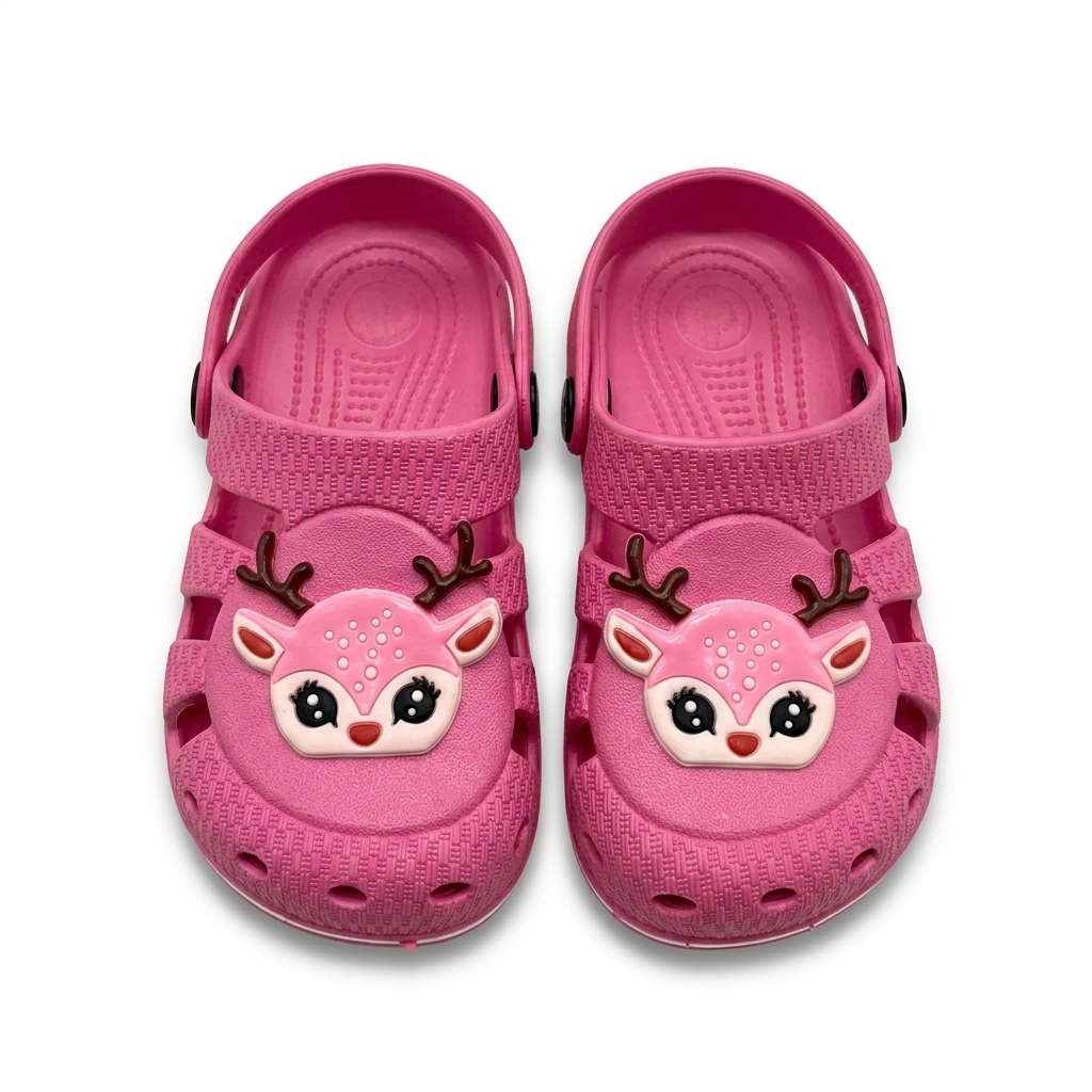 Kids Cartoon Deer Clogs | Bubblegum Pink Lightweight