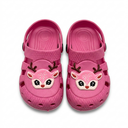 Kids Cartoon Deer Clogs | Bubblegum Pink Lightweight