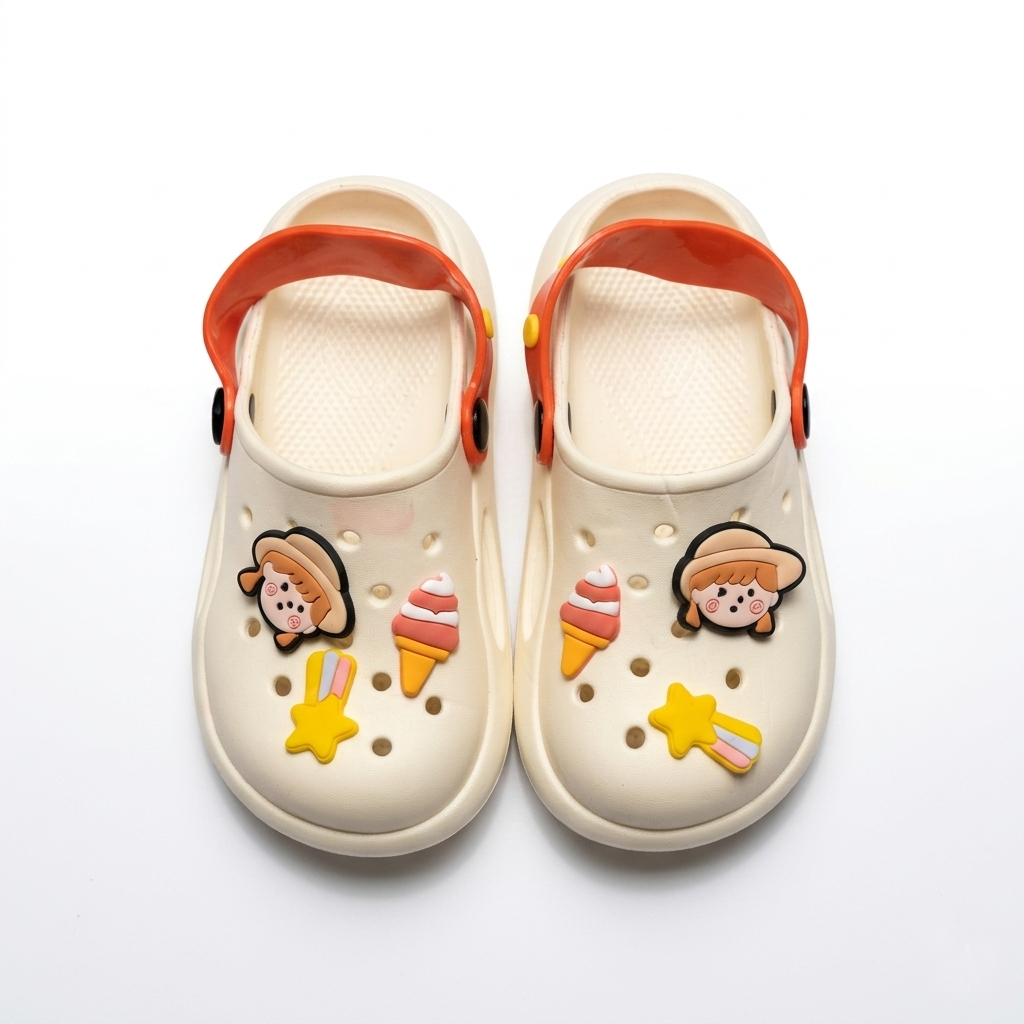 Sweet Summer Adventure Kids' Clogs – Cream & Orange